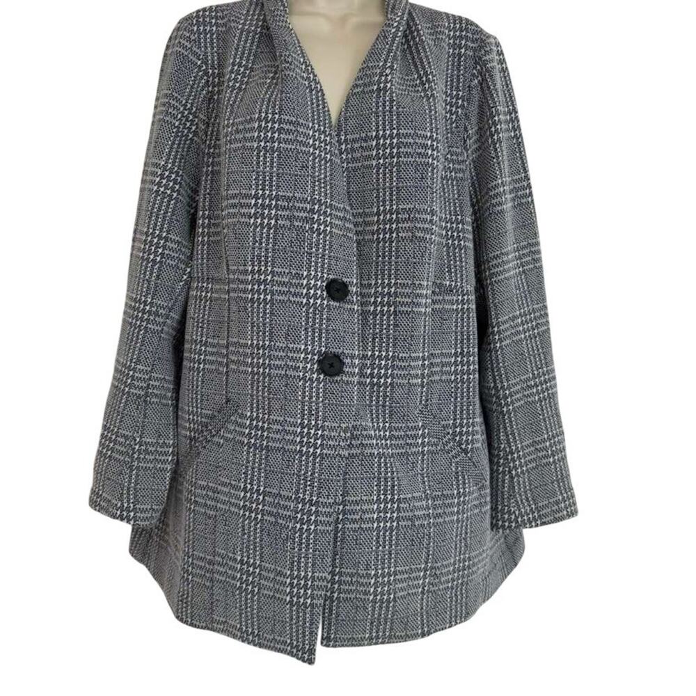 Torrid Blazer Glen Plaid Thick Stretch Knit Womens Navy Suit Jacket Womens sz 1X